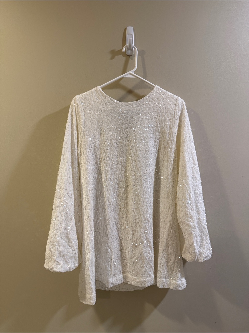 Pinch White Sequin Long-Sleeve Dress